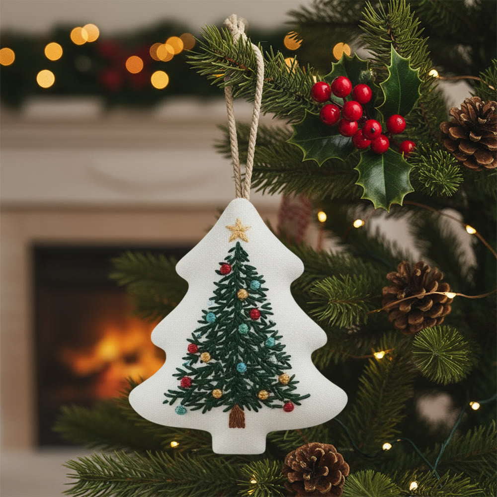 Rubbyoo Tree-shaped Embroidery Kit - Colorful Christmas Lights | Fun Crafting Experience | Brings Joy To Your Tree - 6 inches hoop kit - image 0