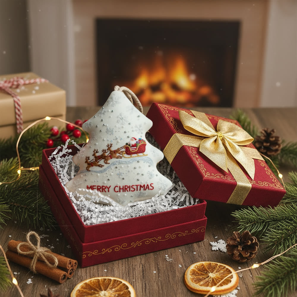 Rubbyoo Tree-shaped Embroidery Kit - Santa’s Sleigh Ride | Whimsical Embroidery Design | Heartwarming Christmas Keepsake - image 5