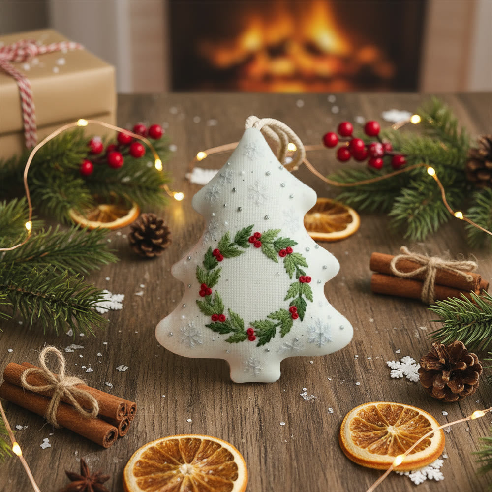 Rubbyoo Tree-shaped Embroidery Kit - Holly Wreath | Delicate Stitching | Perfect For Diy Enthusiasts - image 7