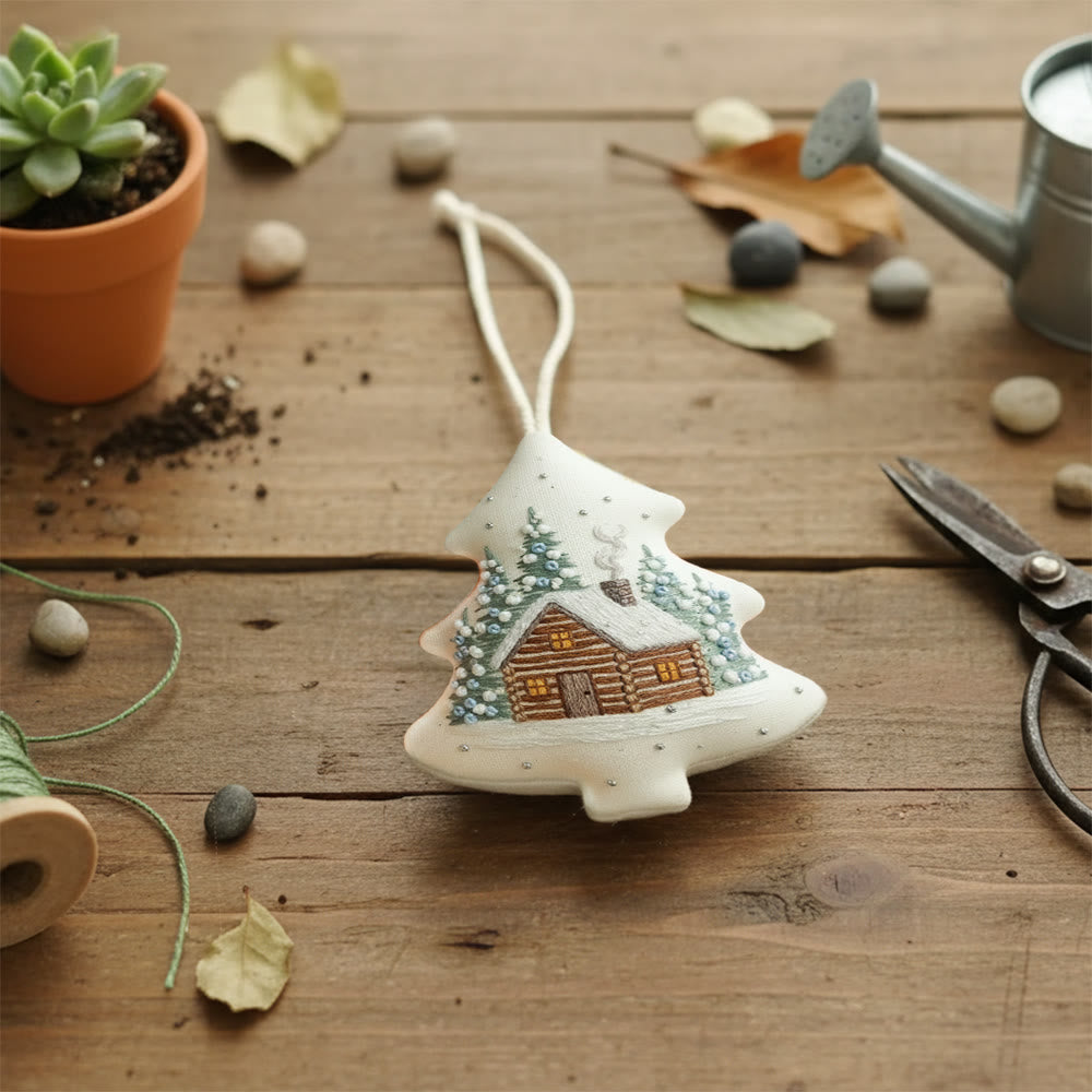 Rubbyoo Tree-shaped Embroidery Kit - Winter Cabin | Christmas Home Decoration | Creative Handmade Art - image 8