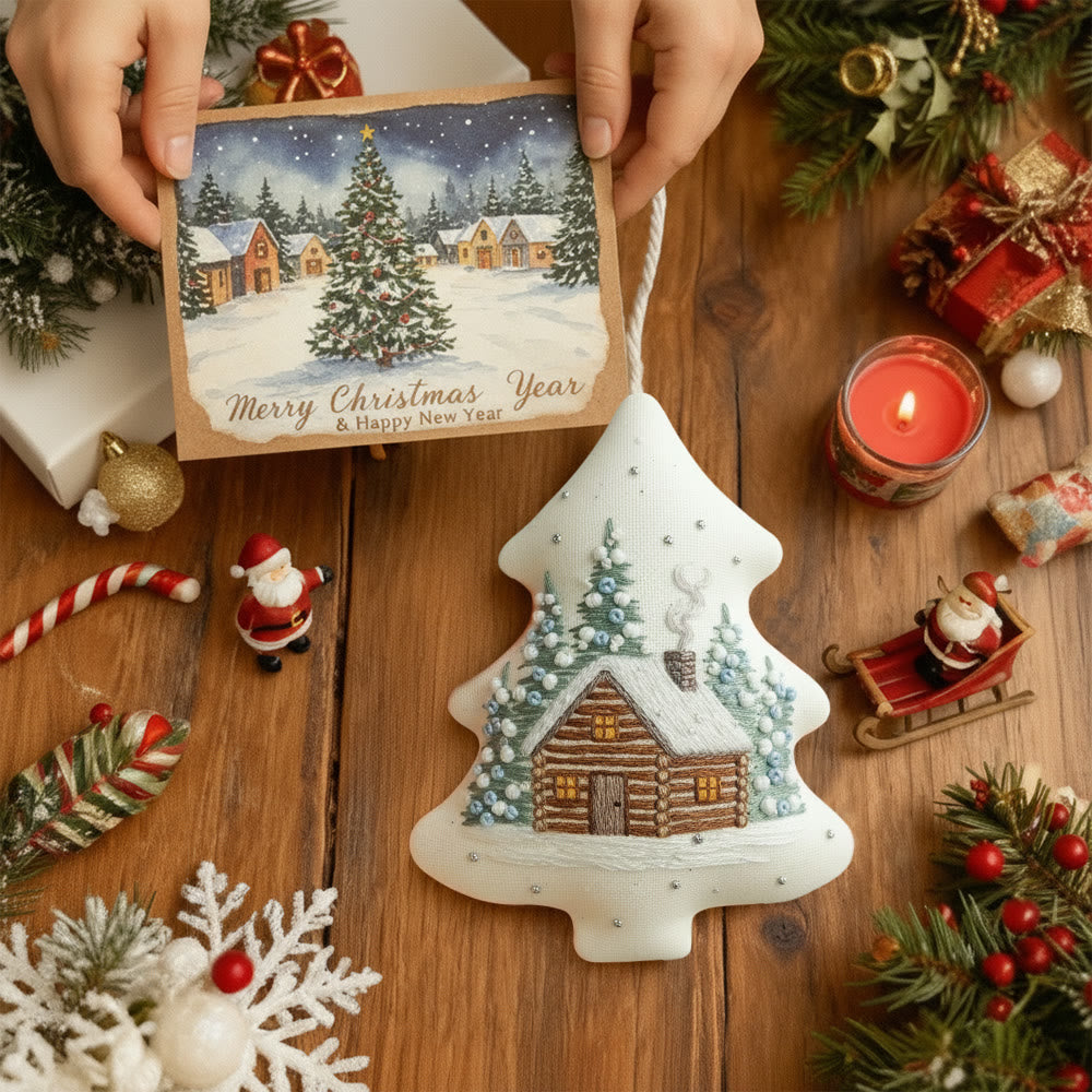 Rubbyoo Tree-shaped Embroidery Kit - Winter Cabin | Christmas Home Decoration | Creative Handmade Art - image 2