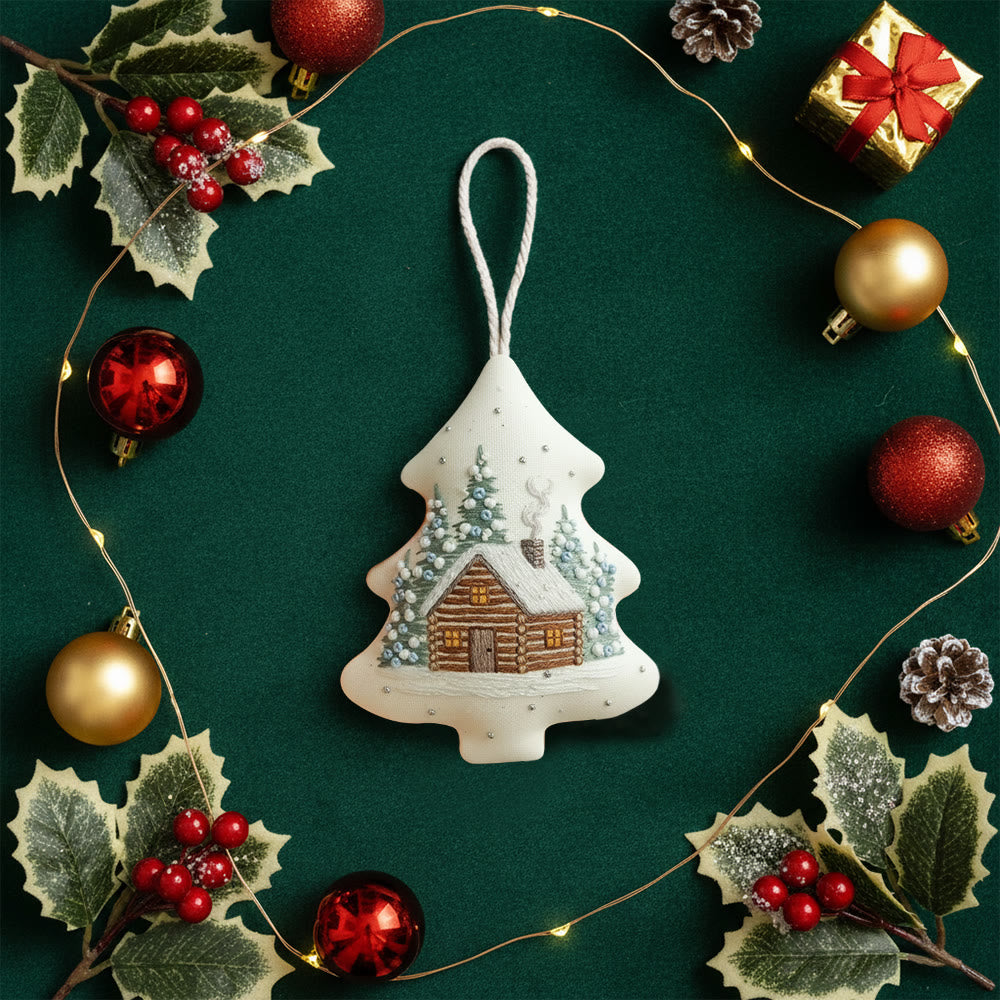 Rubbyoo Tree-shaped Embroidery Kit - Winter Cabin | Christmas Home Decoration | Creative Handmade Art - image 9