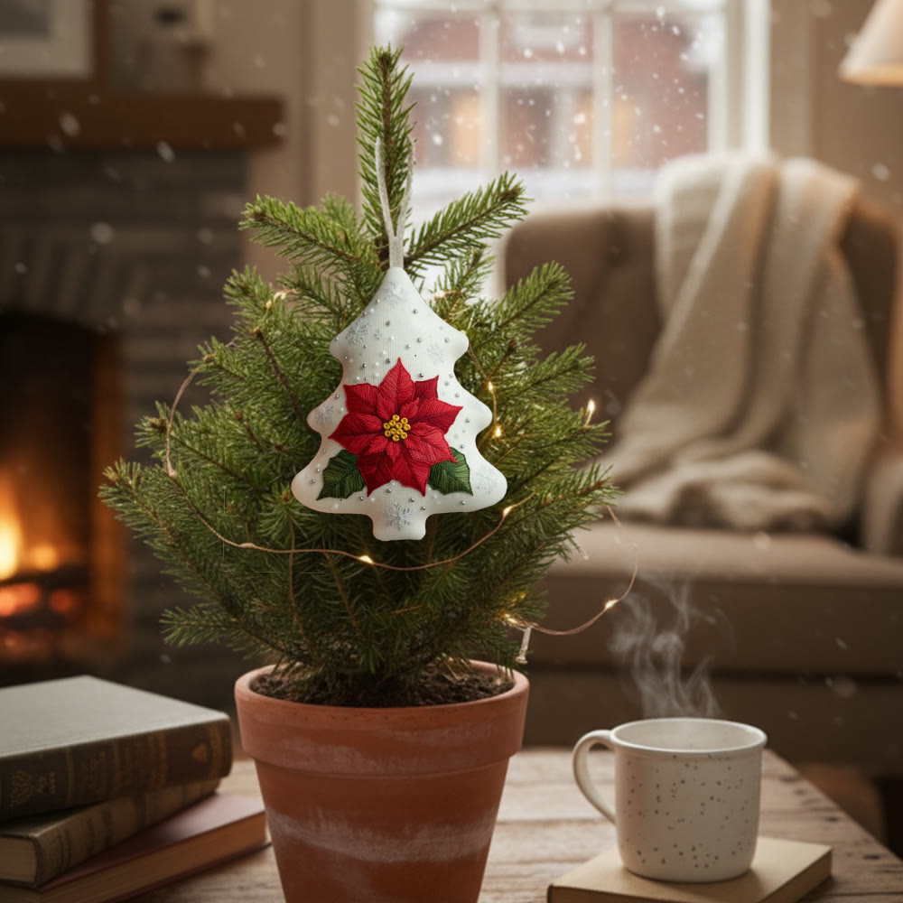 Rubbyoo Tree-shaped Embroidery Kit - Poinsettia | Beginner Friendly Handicraft | Diy Holiday Collection - image 7