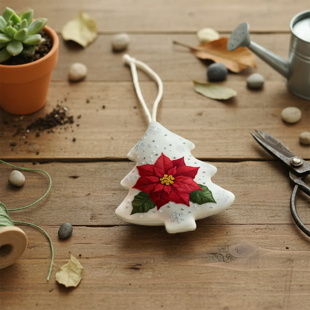 Rubbyoo Tree-shaped Embroidery Kit - Poinsettia | Beginner Friendly Handicraft | Diy Holiday Collection - image 6