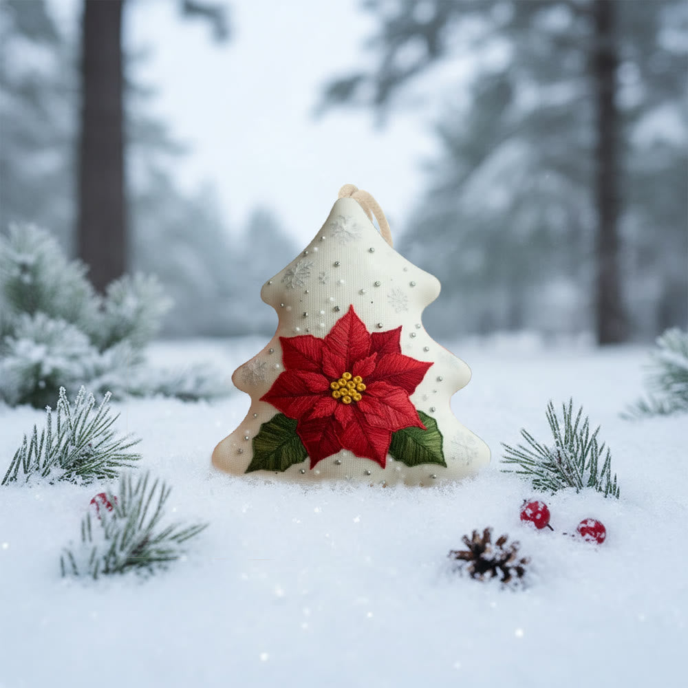 Rubbyoo Tree-shaped Embroidery Kit - Poinsettia | Beginner Friendly Handicraft | Diy Holiday Collection - image 5