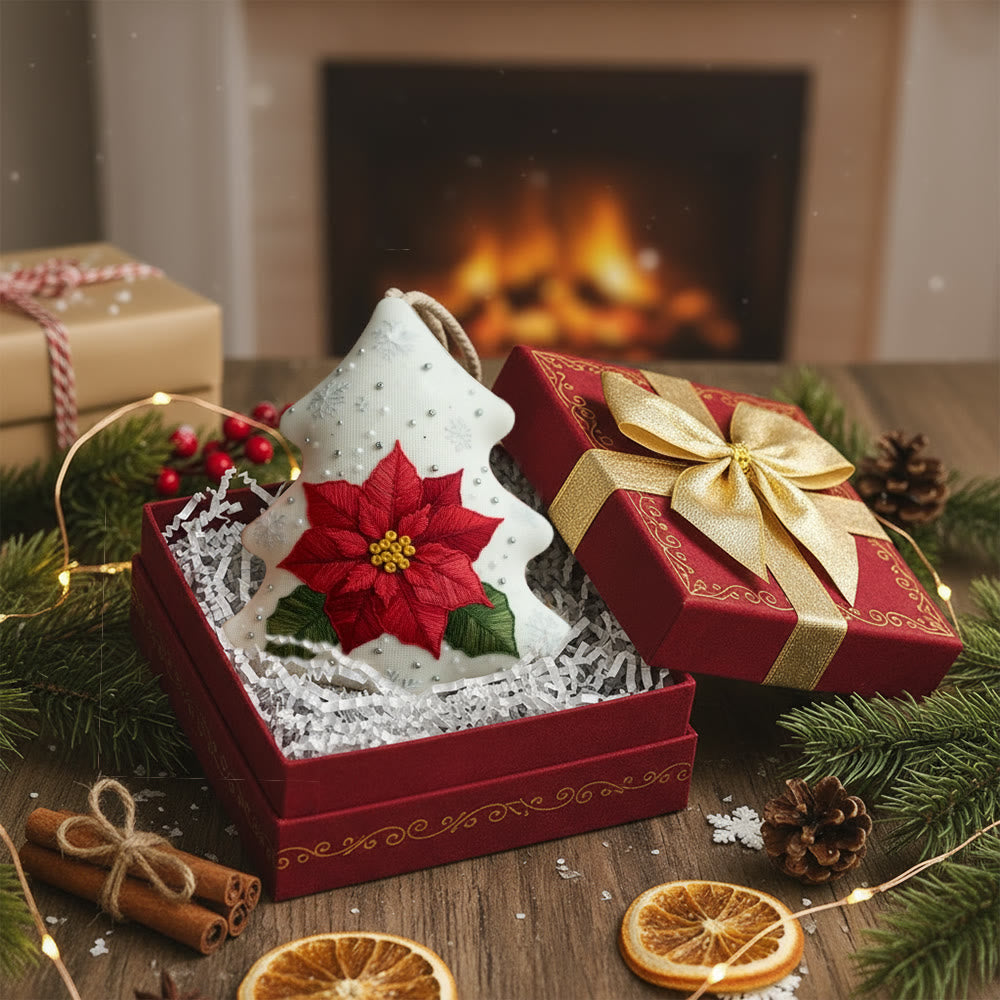 Rubbyoo Tree-shaped Embroidery Kit - Poinsettia | Beginner Friendly Handicraft | Diy Holiday Collection - image 2