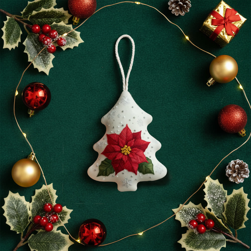 Rubbyoo Tree-shaped Embroidery Kit - Poinsettia | Beginner Friendly Handicraft | Diy Holiday Collection - image 8