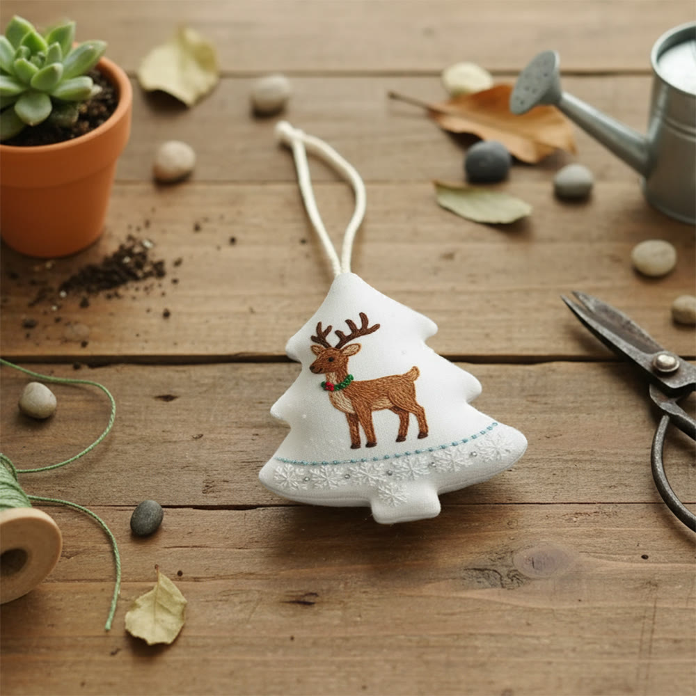 Rubbyoo Tree-shaped Embroidery Kit - Cute Elk | Handmade Animal Craft | Nice Birthday Gift - image 7