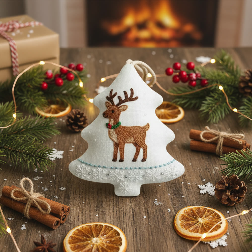 Rubbyoo Tree-shaped Embroidery Kit - Cute Elk | Handmade Animal Craft | Nice Birthday Gift - image 2