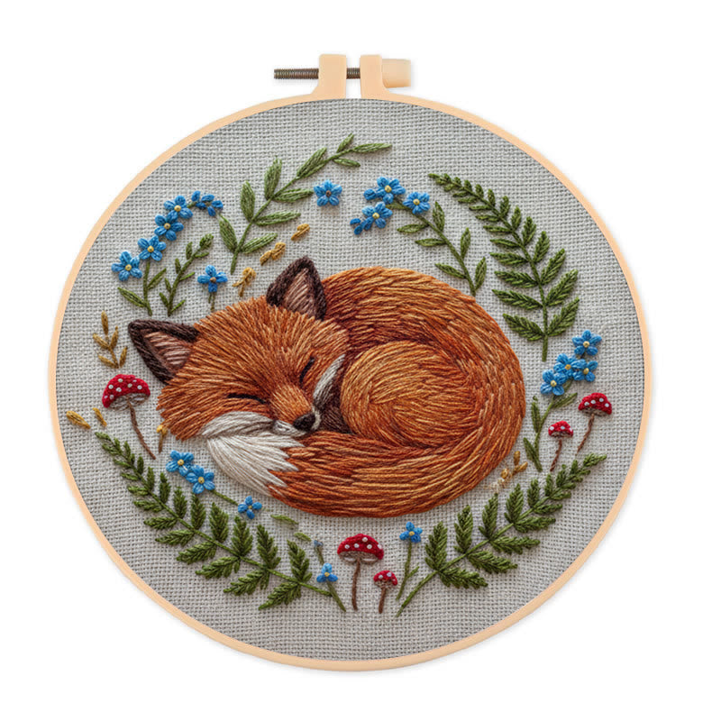 Rubbyoo Embroidery Kit - Sleeping Fox | Nature-inspired Handcrafted Art | Cozy Home Decor Piece - 20*20cm - image 0