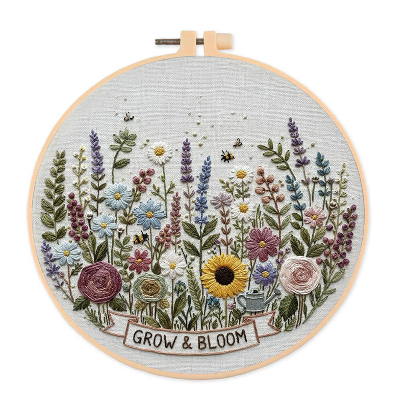 Rubbyoo Embroidery Kit - Blooming Garden With Sunflowers | Whimsical Floral Art | Ideal For Diy Crafters - 20*20cm - image 0