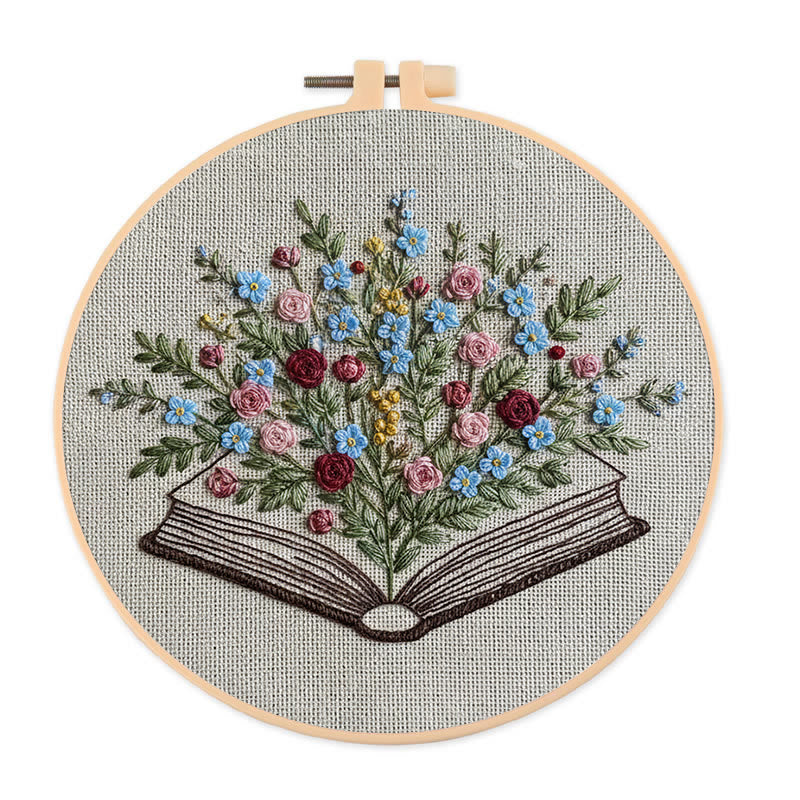Rubbyoo Embroidery Kit - Blooming Book Bouquet | Handcrafted Floral Art | Perfect For Craft Lovers - 20*20cm - image 0