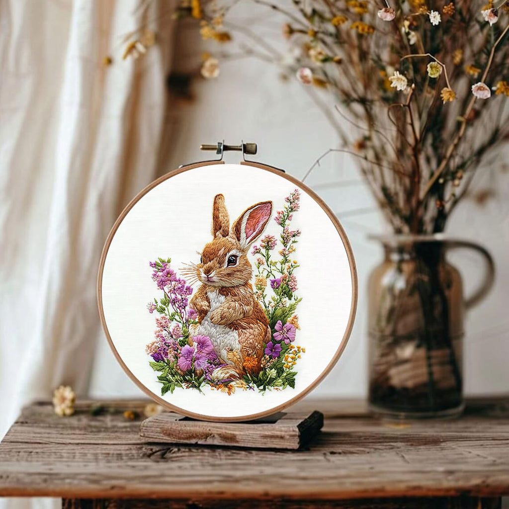 Rubbyoo Embroidery Kit - Bunny In Blooming Garden | Handcrafted Nature Art | Ideal For Animal Lovers - image 9