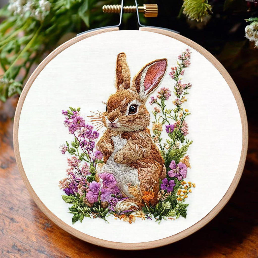 Rubbyoo Embroidery Kit - Bunny In Blooming Garden | Handcrafted Nature Art | Ideal For Animal Lovers - image 5
