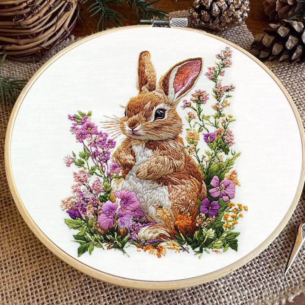 Rubbyoo Embroidery Kit - Bunny In Blooming Garden | Handcrafted Nature Art | Ideal For Animal Lovers - image 7