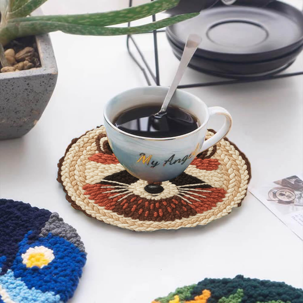 Cheerful Raccoon Face Punch Needle Kit – Whimsical Handcraft Project | Delightful Tabletop Trinket - image 4