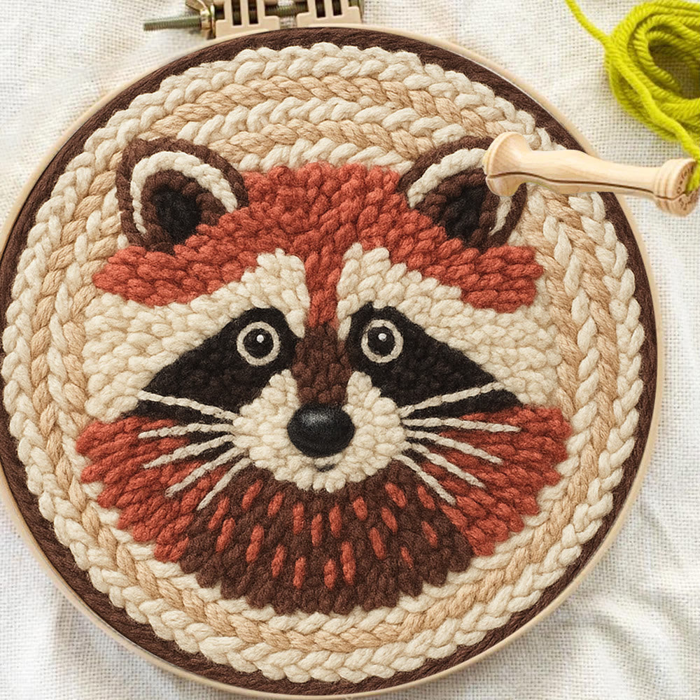 Cheerful Raccoon Face Punch Needle Kit – Whimsical Handcraft Project | Delightful Tabletop Trinket - image 7