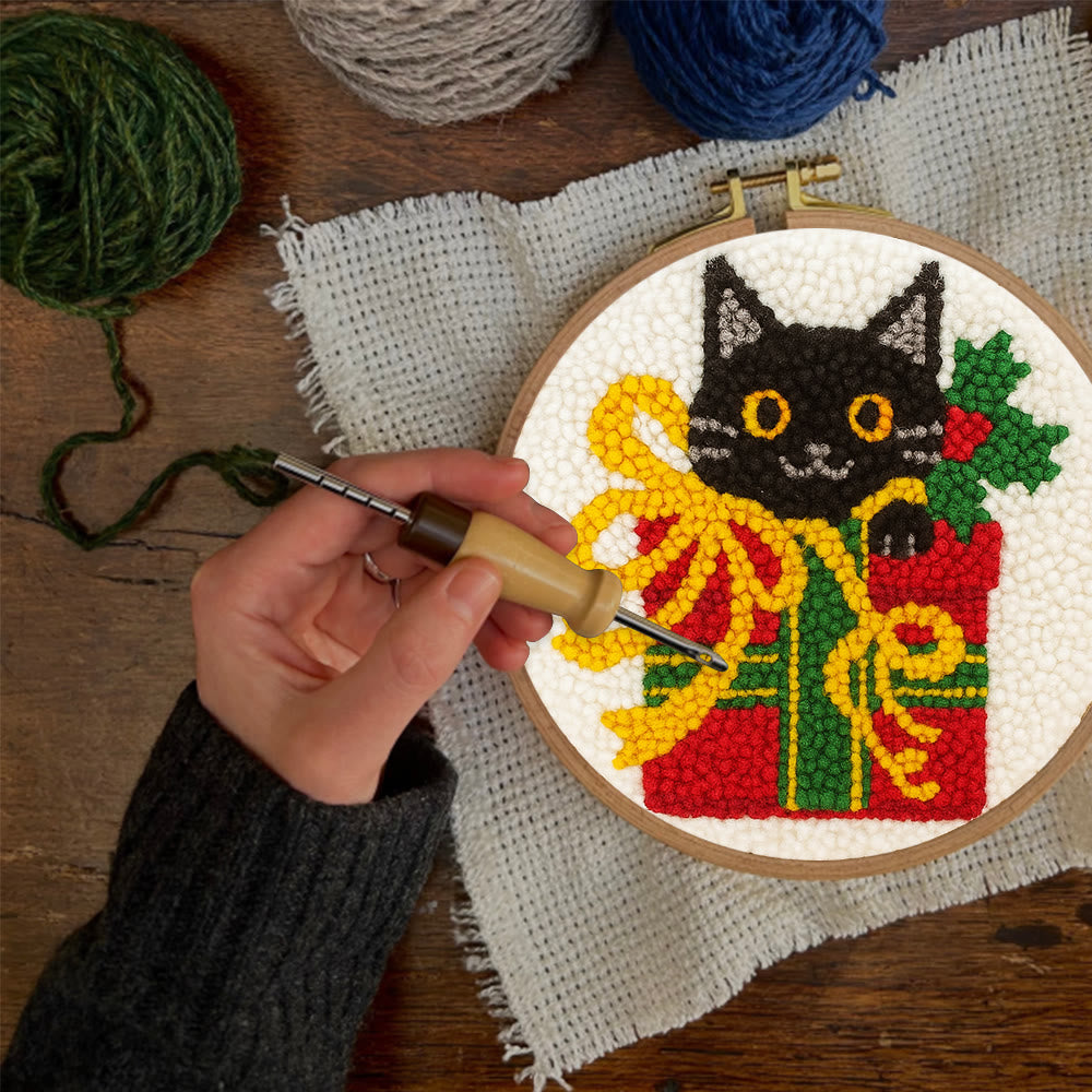 Christmas Black Cat Gift Punch Needle Kit – Festive DIY Handiwork | Sweet Holiday Ornament - image 9