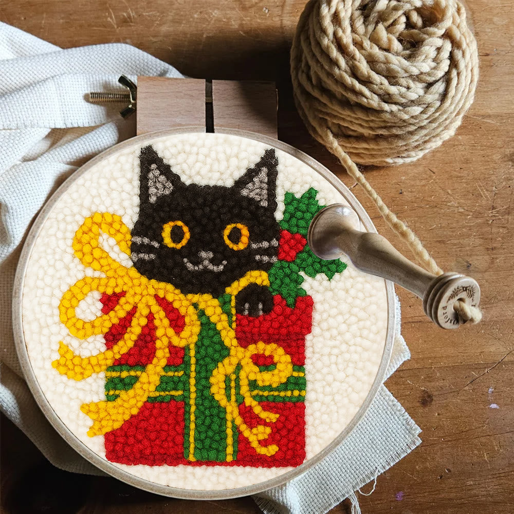 Christmas Black Cat Gift Punch Needle Kit – Festive DIY Handiwork | Sweet Holiday Ornament - image 7