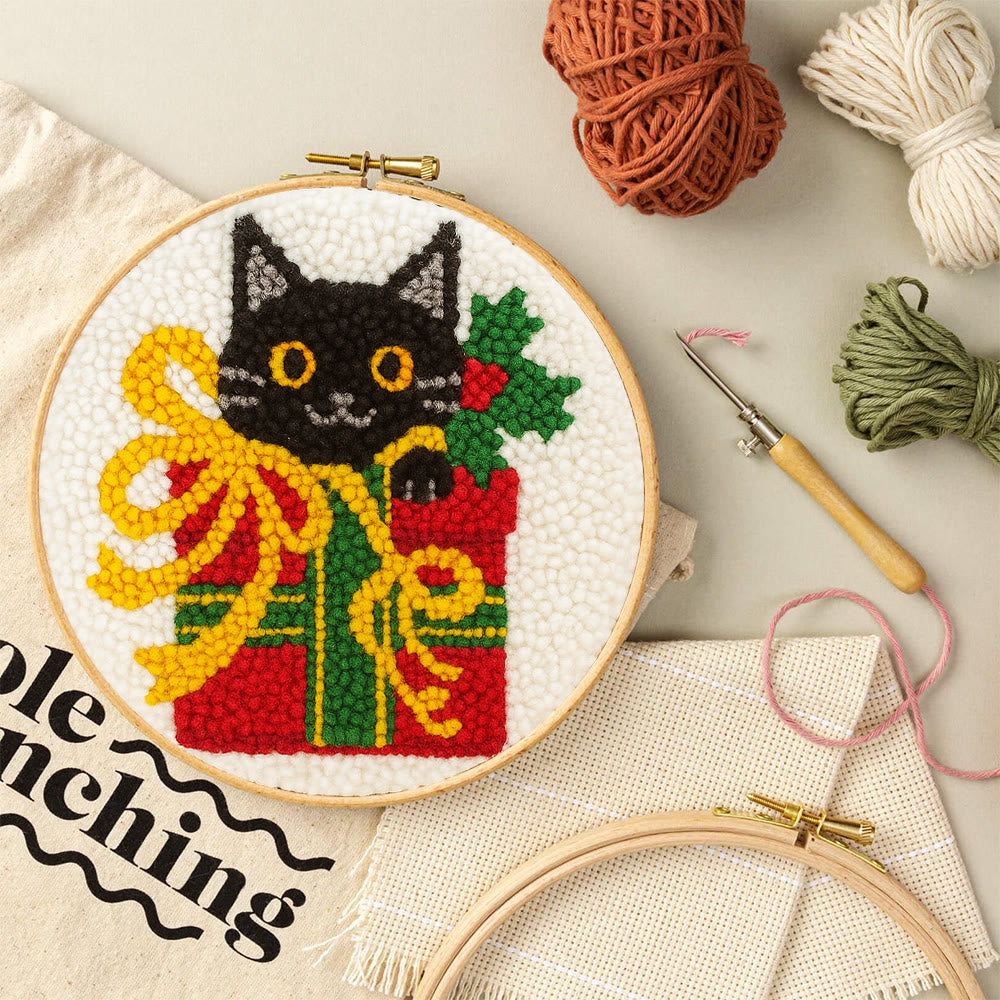 Christmas Black Cat Gift Punch Needle Kit – Festive DIY Handiwork | Sweet Holiday Ornament - image 8