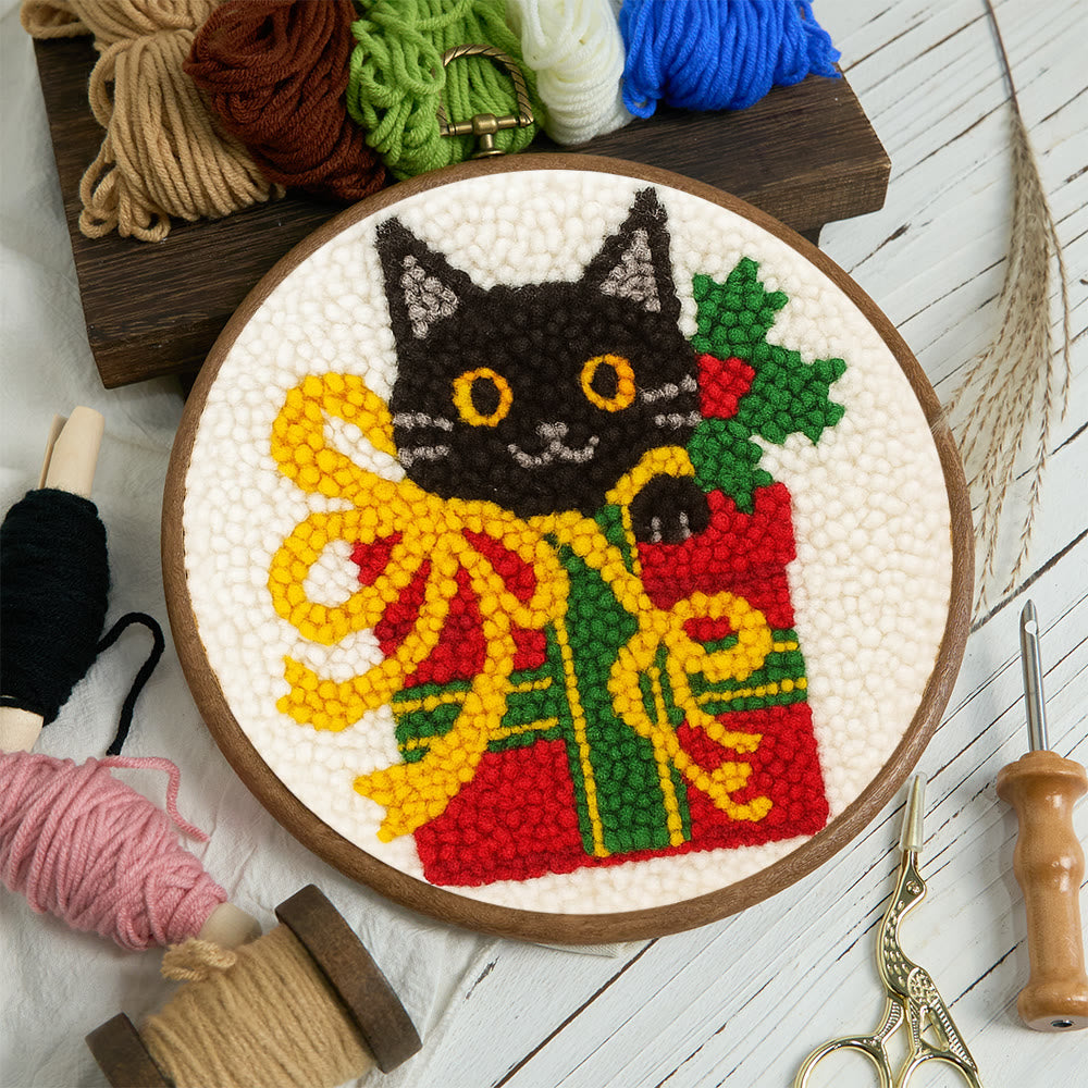 Christmas Black Cat Gift Punch Needle Kit – Festive DIY Handiwork | Sweet Holiday Ornament - image 10