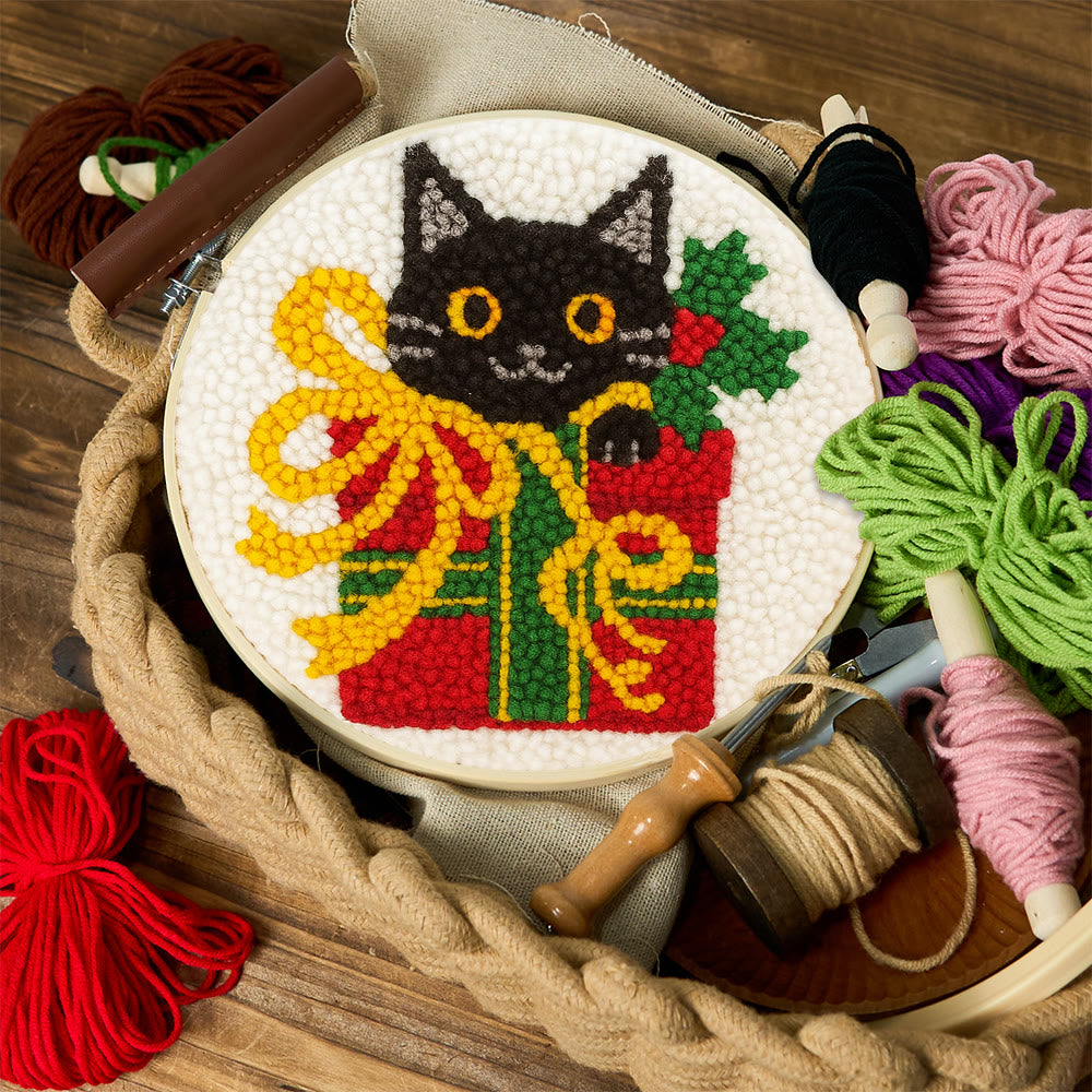 Christmas Black Cat Gift Punch Needle Kit – Festive DIY Handiwork | Sweet Holiday Ornament - image 11
