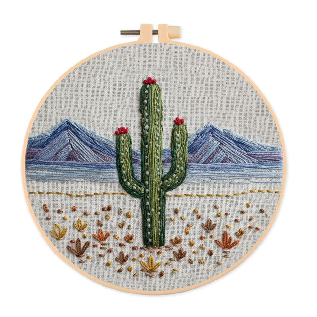 Rubbyoo Embroidery Kit - Flowering Cactus | Unique Stitch Craft | Perfect Birthday Gift  - 20*20cm - image 0