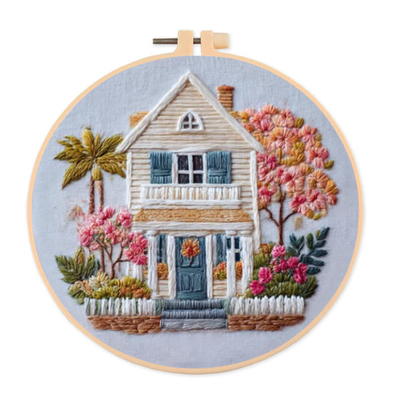 Rubbyoo Embroidery Kit - Vintage Cottage | Handmade Landscape Needlework | Diy Home Ornament - 20*20cm - image 0