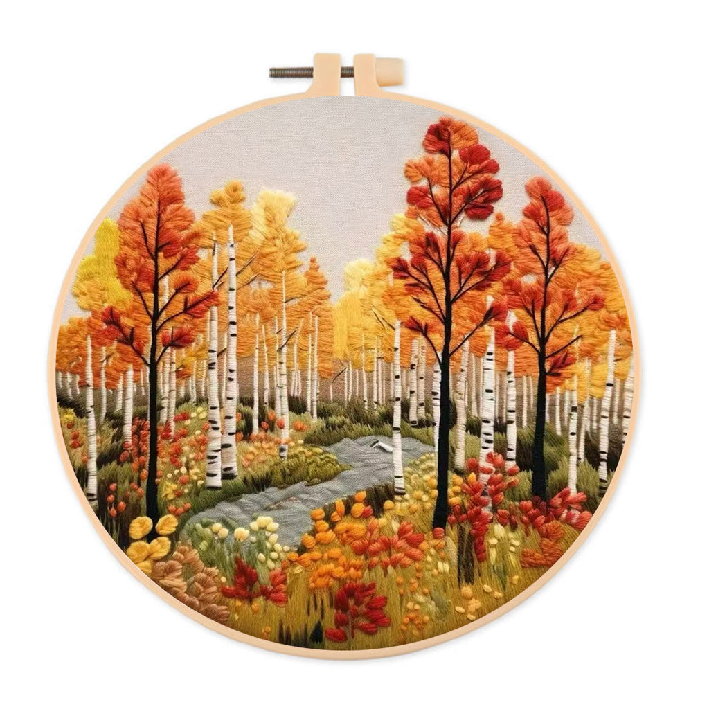 Rubbyoo Embroidery Kit - Autumn Street | Charming Landscape Craft | Perfect For Home Decor - 20*20cm - image 0
