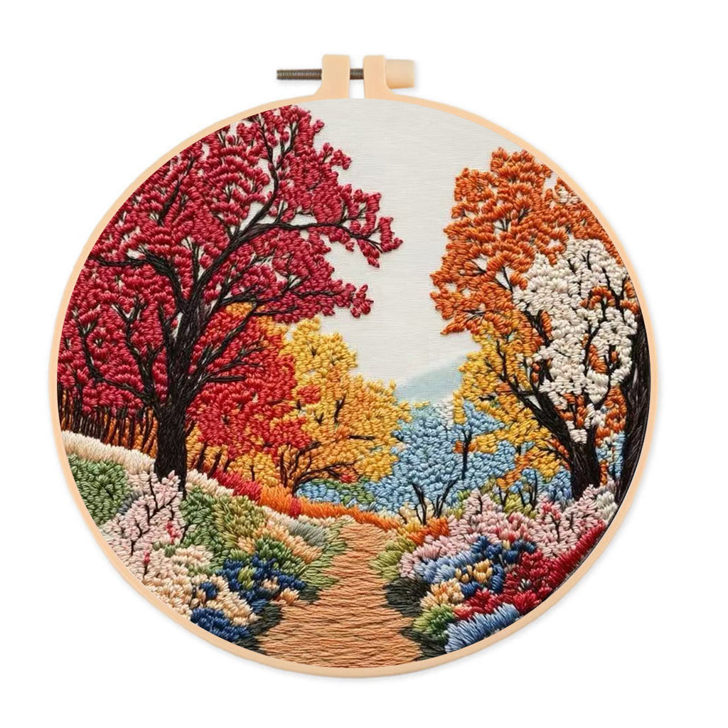 Rubbyoo Embroidery Kit - Colorful Forest | Diy Room Ornament | Gift For Handmade Crafter - 20*20cm - image 0