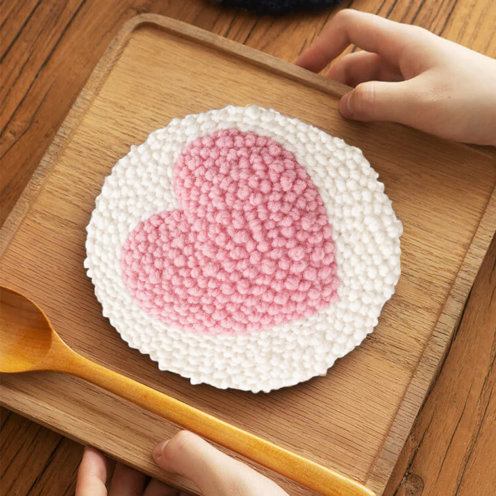 Pink Heart Punch Needle Kit - Handmade Art For Beginner | Mother's Day ...