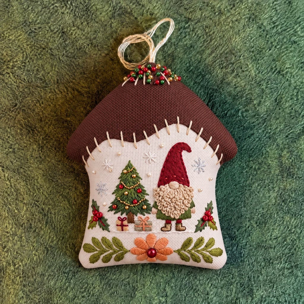 Rubbyoo House-shaped Embroidery Kit - Xmas Tree And Gnome | Delicate C ...