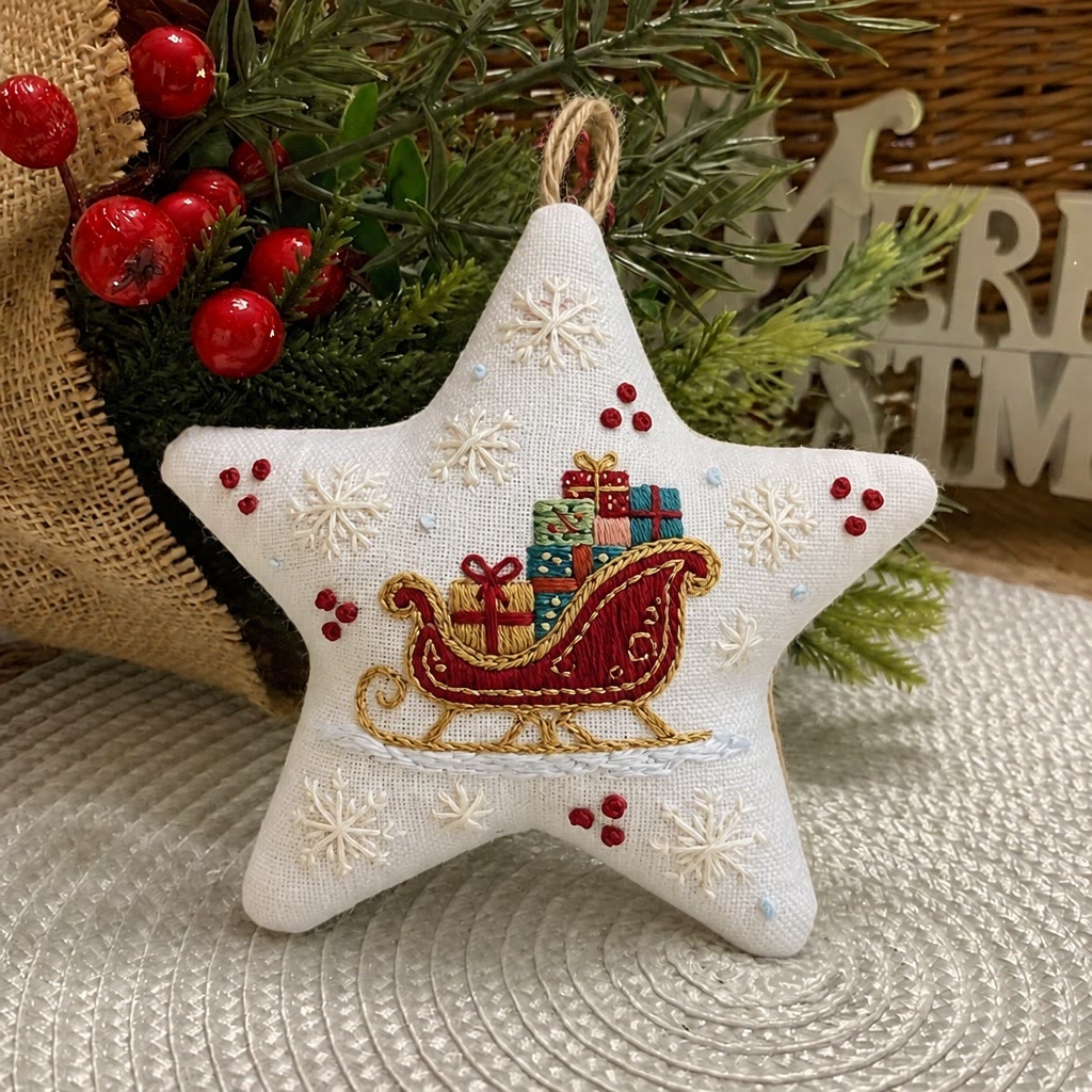 Star Hand Tutorial Rubbyoo Star Embroidery Kit - Christmas Presents Sleigh | Cozy Indoor ...
