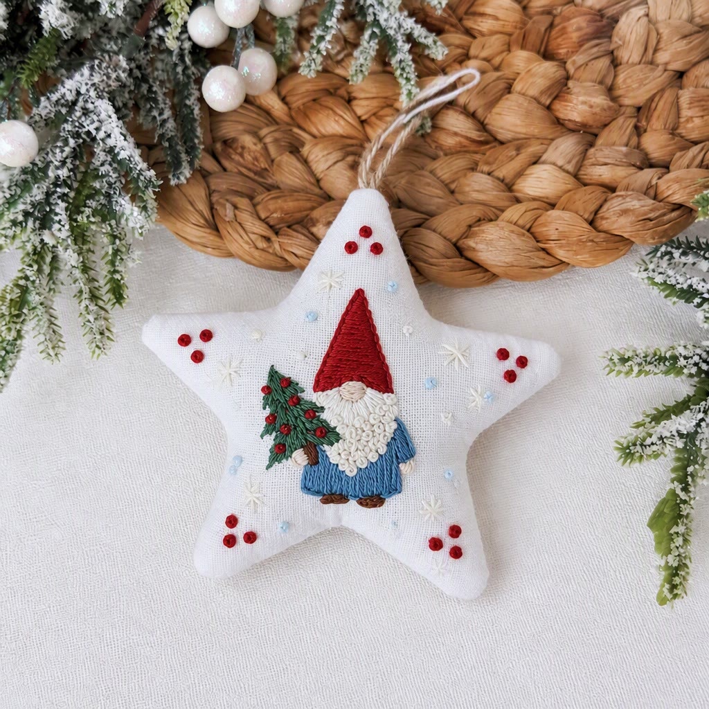Star Hand Tutorial Rubbyoo Star Embroidery Kit - Cute Nordic Gnome | Cozy Christmas Tree ...